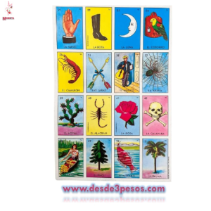 Loteria Grande 4 tableros 30 cartas, 21 X 14 cms.