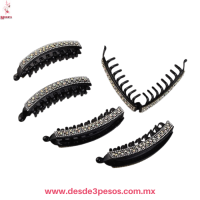 Banana para Cabello con pedreria Tornasol 11 x 2 cm. 