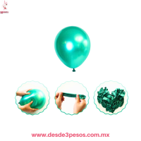 Bolsa con 50 globos BALLONS en color VERDE METALICO #8