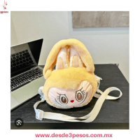 Bolso, Mochilita Labubu de Peluche con Cierre 13 x 21 cm. Correa ajustable 