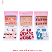 Caja con 10 Uñas Postizas YAZIMJ decoradas varios deseños # 4 6A-245