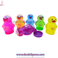Caja con 24 Pieza de Slime en Figura de PINGUINO  colores con glitter y bolitas de unicel 6 cm