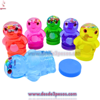 Caja con 24 Piezas de Slime con Figura de DINOSAURIO con glitter y bolitas de unicel  7 x 4 cm