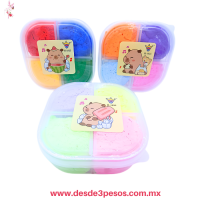 Caja con Foamy moldeable 4 Diviciones diferente color 9.5 x 9 cm y 4 cm ancho caja con 12 pza. precio por 1 pza. H-1925