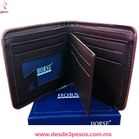 Cartera para Caballero Piel Vegana Con Caja 2 divisiones 1 con cierre y 6 divisiones para tarjeta 9 x 11 cm. 