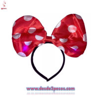Diadema Minnie Mouse Tela con Luz Led, Fiesta en colores 23 x 23cm. 