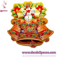 Figura de Carton NAVIDEÑA GRANDE EN 2D, Decorada con Diamantina  en varias figuras 51 x 30 cm