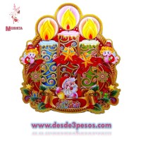 Figura de Carton NAVIDEÑA GRANDE EN 2D, Decorada con Diamantina  en varias figuras 51 x 30 cm