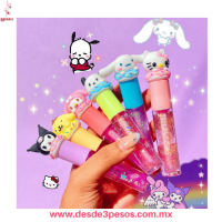 Lip Gloss con Glitter FAVOR BEAUTY y detalle con figura de goma 13 x 1 cm. Caja con 24 pza. precio por 1 pza. LG3206 