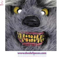 Mascara de Disfraz Hombre Lobo con Luz Led Multicolor 29 x 23cm. Pilas incluidas