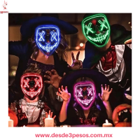 Máscara de LA PURGA con Luz Led  para Fiesta y Disfraz Halloween 18 X20cm.  Ocupa 2 pilas AA no incluidas WS-5564