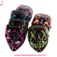 Máscara de LA PURGA con Luz Led  para Fiesta y Disfraz Halloween 18 X20cm.  Ocupa 2 pilas AA no incluidas WS-5564