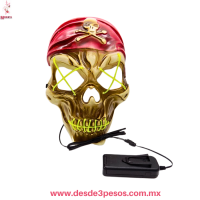 Máscara de PIRATA con Luz Neón para Fiestas - Unitalla, 18x26cm. WSJ-5523 ocupa 2 pilas AA no incluidas