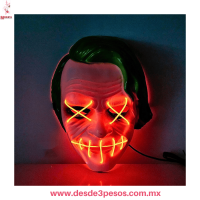Máscara del GUASON / Joker - Luz Neón para Halloween y Fiestas | 20x17 cm ocupa 2 pilas AA no incluidas WSJ-5576