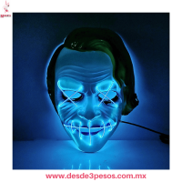 Máscara del GUASON / Joker - Luz Neón para Halloween y Fiestas | 20x17 cm ocupa 2 pilas AA no incluidas WSJ-5576