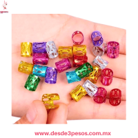 Set con 28 Anillos para el cabello doradas, plateadas Y Colores 2 cm 