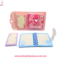 Set de Libreta y Notas Adhesivas FOFY - Diseño Patita de Gato Kawaii (Aprox. 8.5 x 8.5cm) XQ-62506