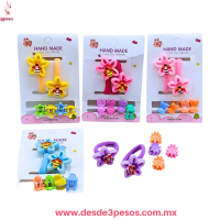 Set de Par de donitas y 4 Mini Pinzas 10 x 7 cm. En colores 5J-102