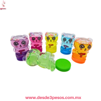 Slime en figura de OSO PANDA con Glitter y bolitas de unicel 6 Cm Aprox. H-1772