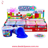 Super Slime Ice en Colores con Glitter 7.5 x 7 cm caja con 12 pza. precio por 1 pza. H-1824