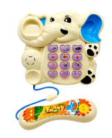 Telfono musical con luz, Figura Elefante ocupa 3 pilas AA no incluidas 16 x 15cm. 