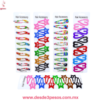 Blister con 10 y 12 Cucas de metal decoradas en varias figuras y colores 6 x 3 cm. F-95 