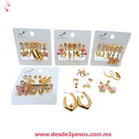 Blister con 6 Pares de Aretes tipo Oro laminado en varios modelos MC26-C11
