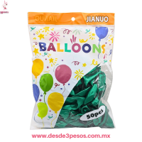 Bolsa con 50 globos BALLONS en color VERDE METALICO #8