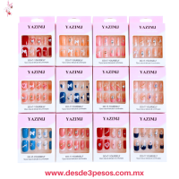 Caja con 10 Uñas Postizas YAZIMJ decoradas varios deseños # 4 6A-245