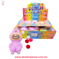 Squishi LABUBU decorado con pompones en colores pástel 10 x 7 cm. UQ-J011-31