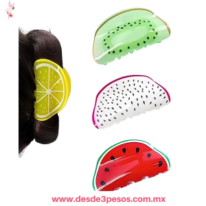 Bolsa con 12 Pinzas Tipo Fruta Para Cabello de plasico 10 x 5 cm. QHP-F-623