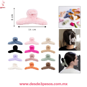 Bolsa con 12 Pinzas de Curva forrada de Peluche en colores 6 x 12 cm QHP-T-504