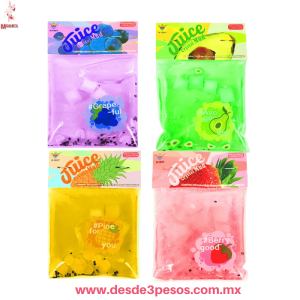 Bolsa de Slime Frutal en Colores 12 x 9 cm. Caja con 16 pza, precio por 1 pza, 