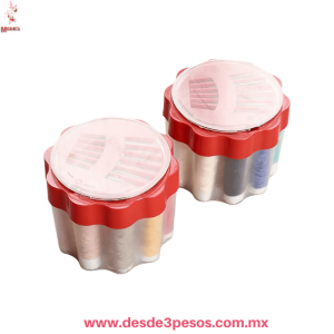 Bote de costura, con 12 Carretes 5.5cm.   Dedal, Cinta Metrica 10 agujas  