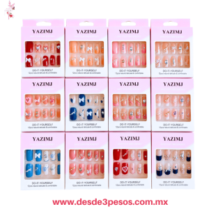 Caja con 10 Uñas Postizas YAZIMJ decoradas varios deseños # 4 6A-245