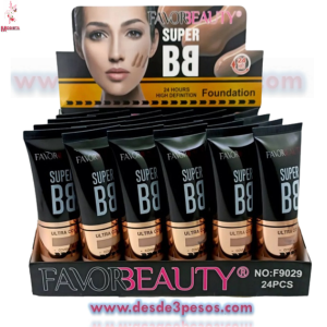 Caja con 24 pzs Base para Maquillaje Liquido SUPER BB 35 ml FAVOR BEAUTY 
