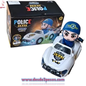 Carrito policía Luz y Sonido ocupa 3 pilas AA no incluidas 17 x 9.5 cm. Lanzamiento de Humo 
