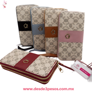 Cartera dos Diviciones con cierre en colores GRAVADOS 20 x 11 cm WS50