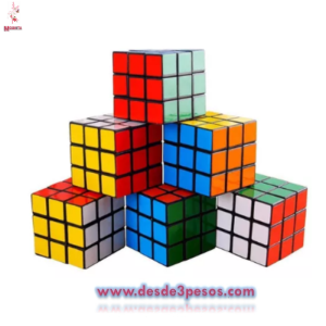 Cubo Rubik colorido con fondo blanco 6.5cm, caja con 6pza. Precio por 1pza.