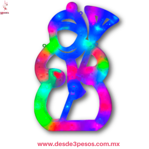 Figura Navideña en forma de MUÑECO DE NIEVE con LUZ MULTICOLOR  para puerta o ventana  40 x 26cm.