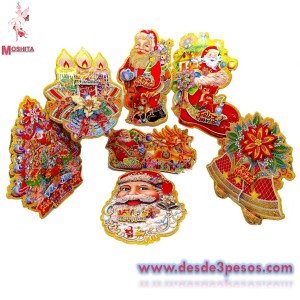 Figura de Carton NAVIDEÃ‘A CHICA EN 2D, decoradas con diamantina en varias figuras 16 x 25 cm