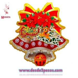Figura de Carton NAVIDEÑA GRANDE EN 2D, Decorada con Diamantina  en varias figuras 51 x 30 cm