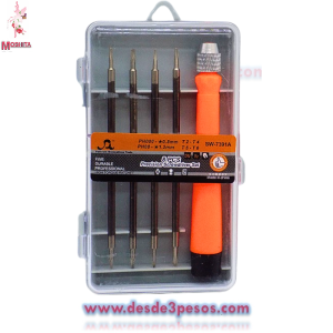 Juego de Desarmadores con Punta Intercambiable 9 cm. De largo 