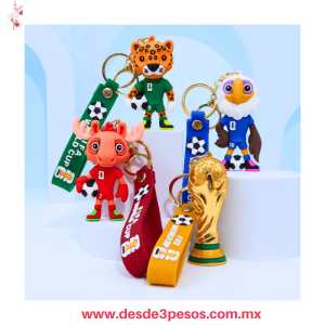 Llavero de Mascotas Mundialistas Futbol 2026 10 x 6 cm UQJ030-183 