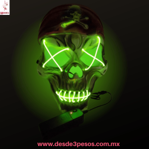 Máscara de PIRATA con Luz Neón para Fiestas - Unitalla, 18x26cm. WSJ-5523 ocupa 2 pilas AA no incluidas