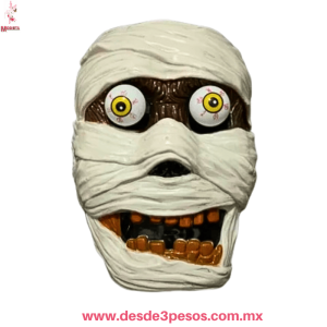 Mascara de Para Halloween de Plastico Duro Resistente en forma de MOMIA CON OJOS SALTONES 17 x 26.5 cm Mascara de Para Halloween de Plastico Duro Resistente en forma de MOMIA CON OJOS SALTONES 17 x 26.5 cm