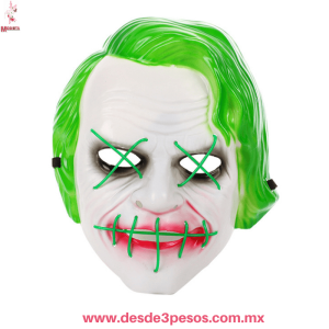 Máscara del GUASON / Joker - Luz Neón para Halloween y Fiestas | 20x17 cm ocupa 2 pilas AA no incluidas WSJ-5576