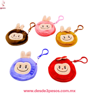 Monedero Llavero de Peluche con Carita Kawaii 5 Colores 11cm. 25B-79