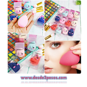 Paaquete con 12 Esponja Aplicadora para Maquillaje en forma de Gota 6 x 3.5 cm en colores