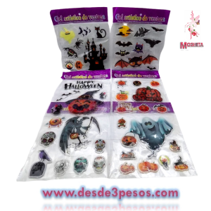 Pegotes para Ventana Figuras para Halloween planilla de 26 x 20 cm. Con 8 figuras 